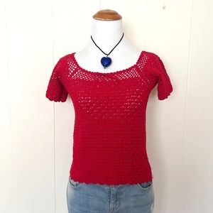 ❤️VTG Red Crochet Top❤️